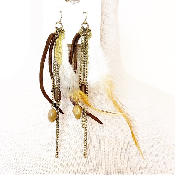 💕Boho Stlye Beaded Feather Dangle Earrings - Picture 6 of 7